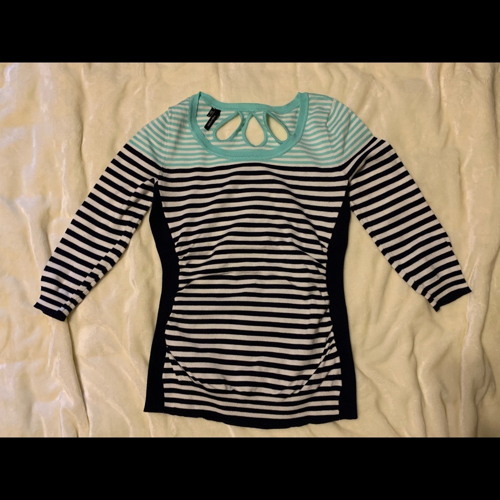 Teal and navy blue sweater